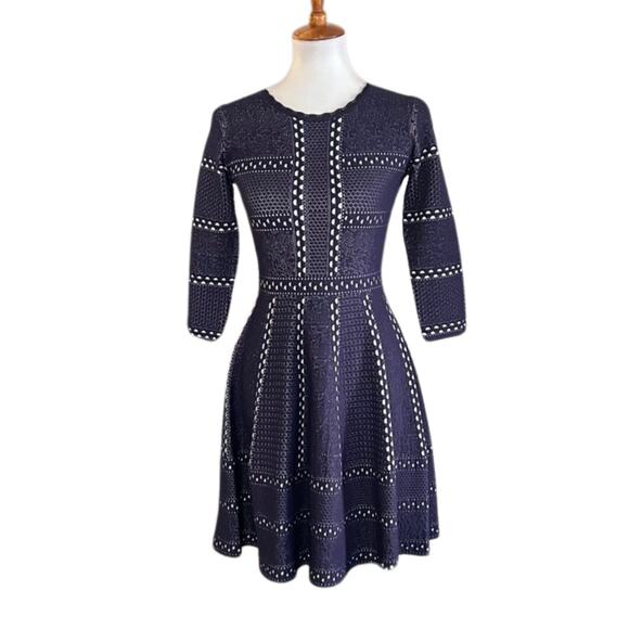 Driscoll Fit & Flare Knit Skater Dress, Navy/White Small - Picture 1 of 5